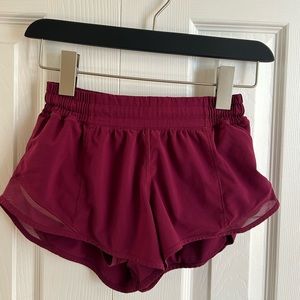 Lululemon Maroon Hotty Hot Shorts